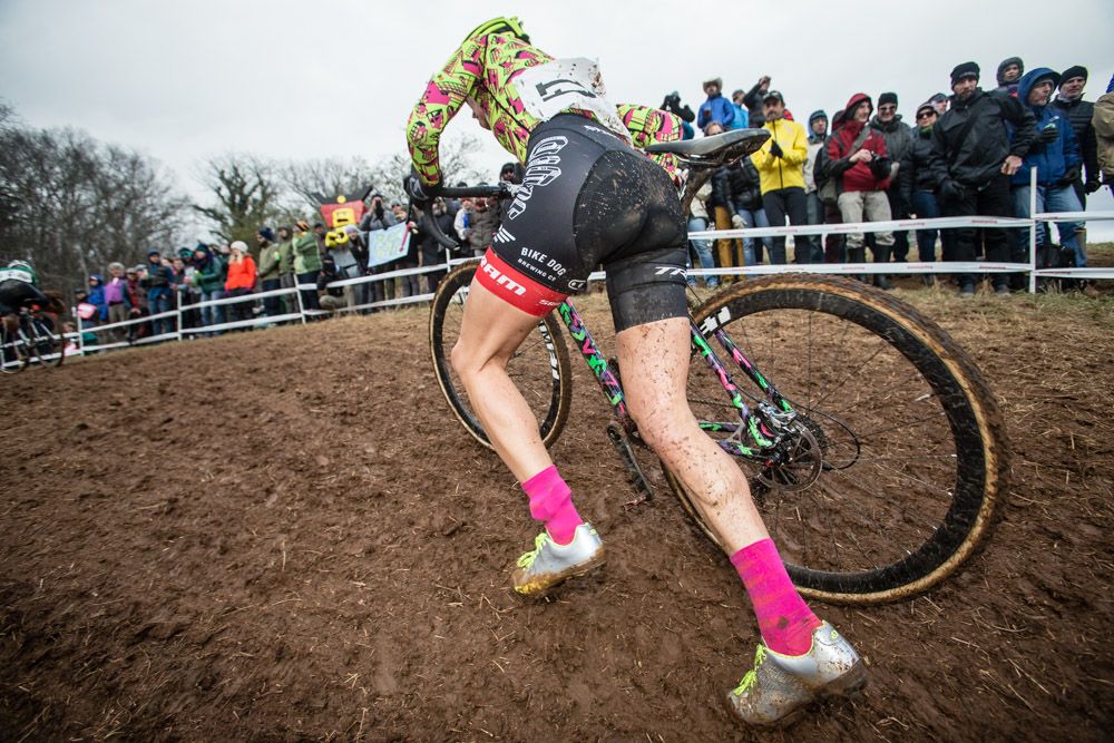 It was tough to find traction at the top of the climb