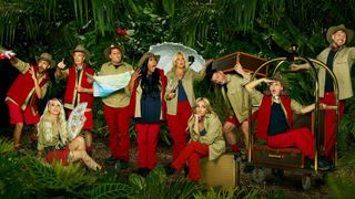 Nick Pickard, Jamie Lynn Spears , Sam Thompson , Josie Gibson, Fred Sirieix, Nella Rose, Nigel Farage, Grace Dent, Marvin Humes, Danielle Harold in a publicity shot from I’m a Celebrity… Get Me Out of Here! 2023