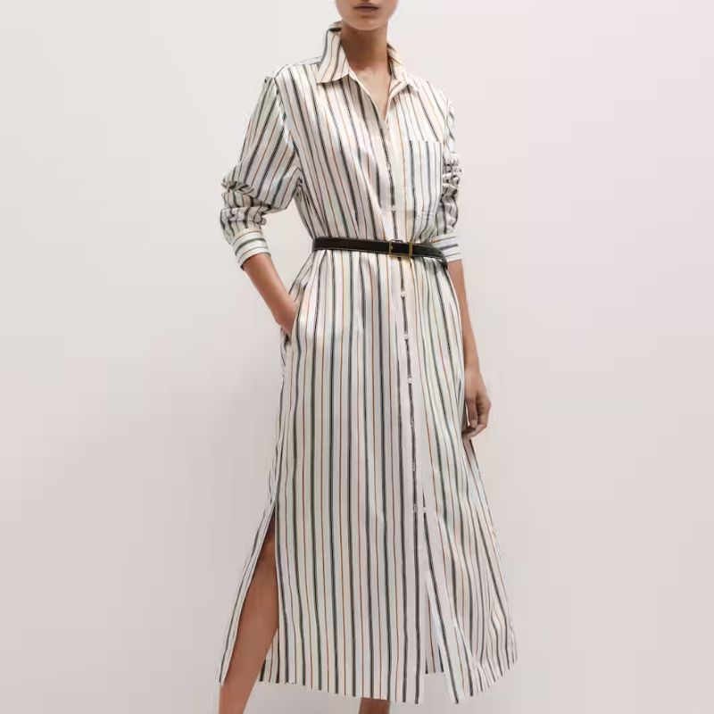 Fluid Maxi Shirt Dress on model 