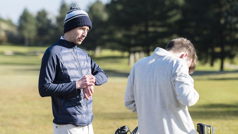 A golfer uses the Garmin S42