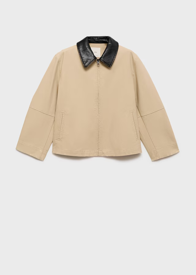Mango Cotton Jacket With Contrasting Collar