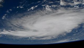 NASA captured this view of Hurricane Dorian from a camera on the International Space Station on Aug. 29, 2019 as the storm passed over the Atlantic Ocean, north of Puerto Rico.