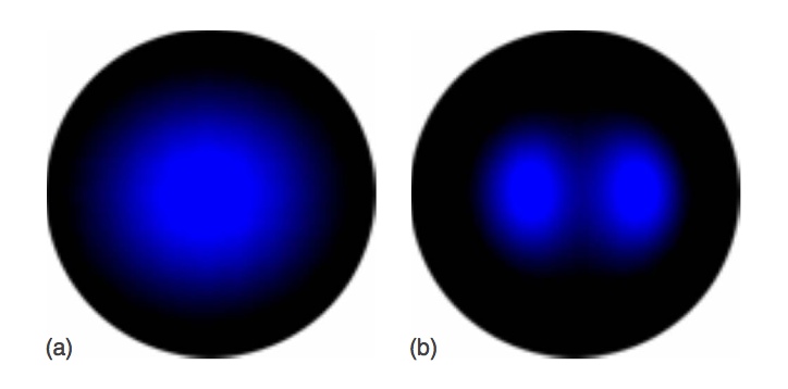 While scientists sometimes conceptualize electrons spinning around an atom&#39;s nucleus in a defined shell, they actually fly around the nucleus at various distances; this view of the carbon atom can be seen here in two electron cloud figures (bottom), showing the electrons in a single blob (the so-called s-orbital) and in a two-lobed blob or cloud (the p-orbital).