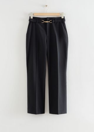 Belted High Waist Cropped Trousers