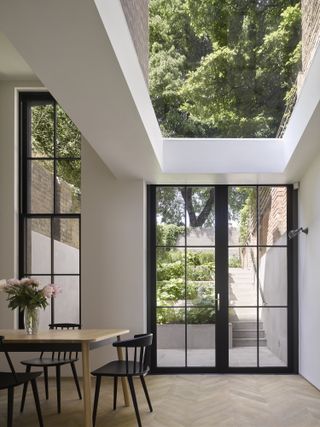 A home with a vestibule extension