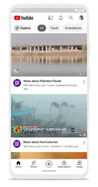 YouTube's example of a news story with more to offer on the mobile app.