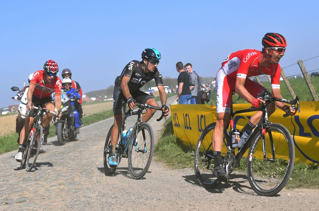 Gianni Moscon (Team Sky) on the pave