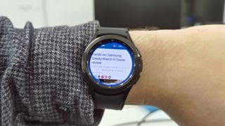 TechRadar displayed on a Samsung Galaxy Watch 4 Classic