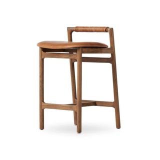 wood and leather bar stool