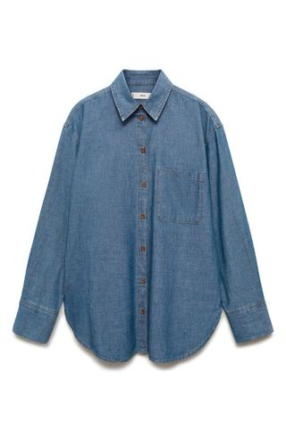 Nonstretch Denim Button-Up Shirt