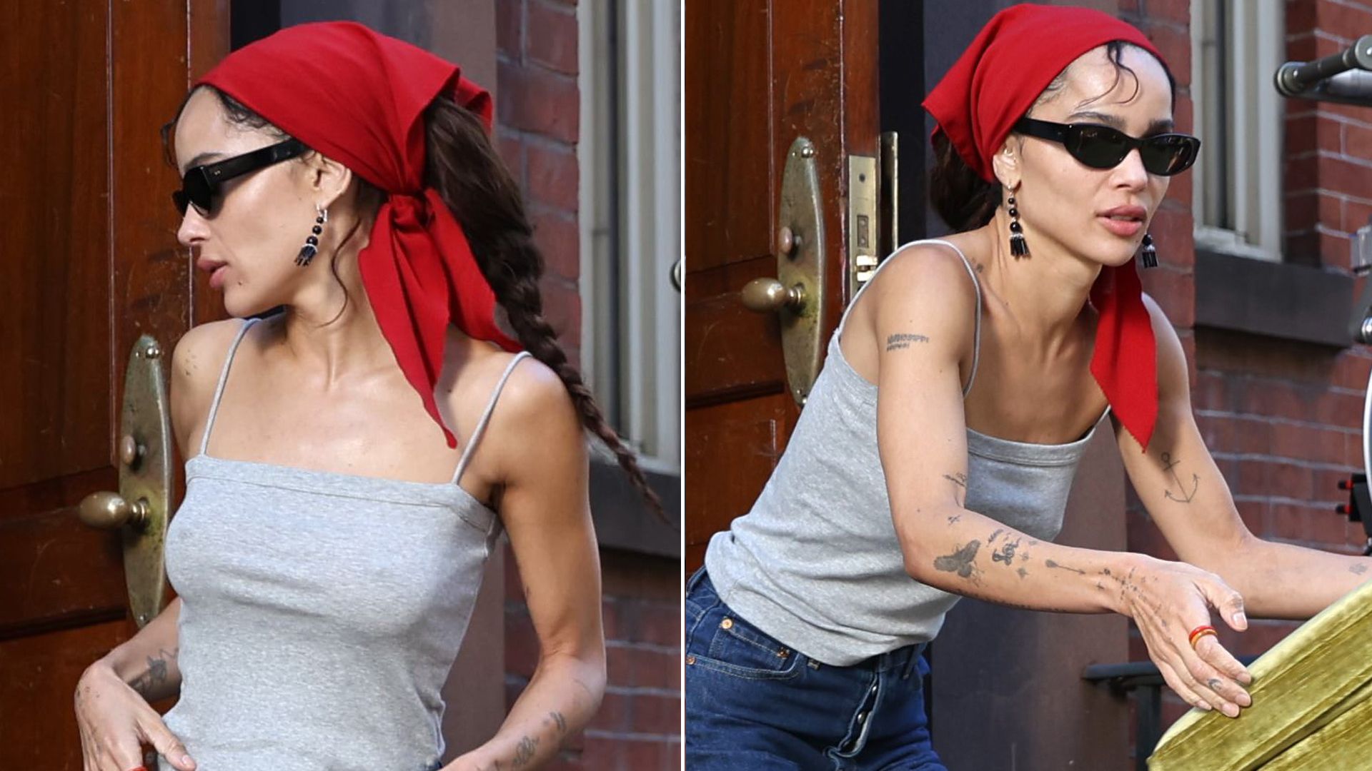 Zoë Kravitz Wears a Parisian Palette on a New York Film Set