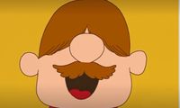 Cartoon man with moustache singing