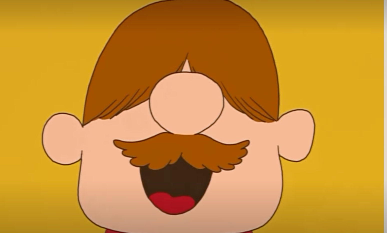 Cartoon man with moustache singing
