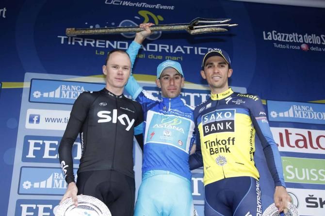Vincenzo Nibali (Astana) with Chris Froome and Alberto Contador.