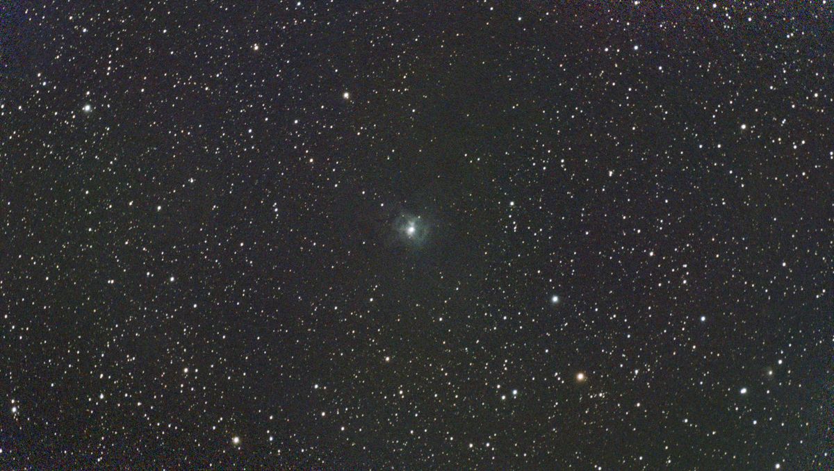 A photograph of the Iris Nebula taken with the Dwarf III smart telescope, unprocessed