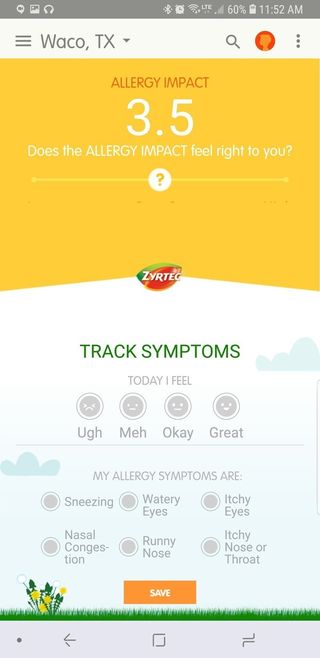 Allergy symptom tracking