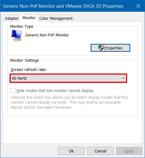 Windows 10 change refresh rate