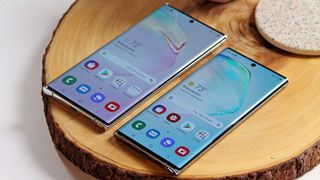 Galaxy Note 10 Plus (left) and Galaxy Note 10