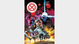 The X-Men run into battle on the cover art for House of X.