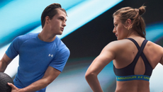 Man and woman posing doing sports