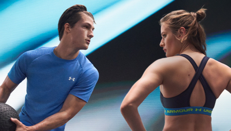 Man and woman posing doing sports
