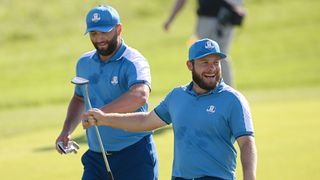 Jon Rahm and Tyrrell Hatton in the Ryder Cup Friday foursomes