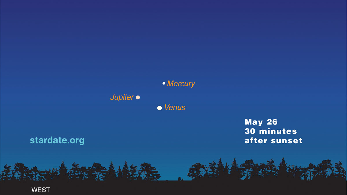 3 Planets on May 26, 2013, Sky Map