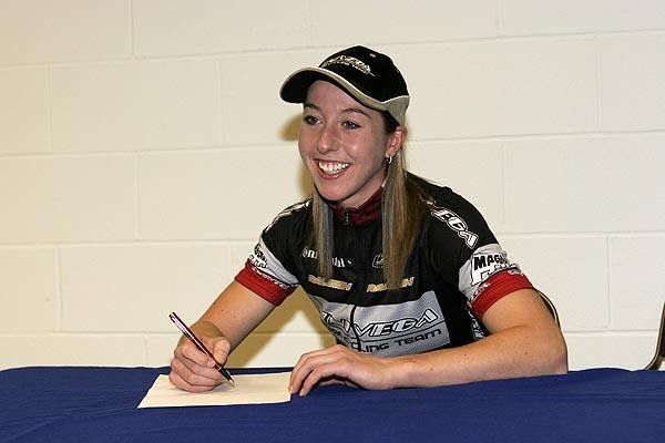 Nicole Cooke looks happy to have signed for Raleigh and the Univega Pro Cycling team in 2006