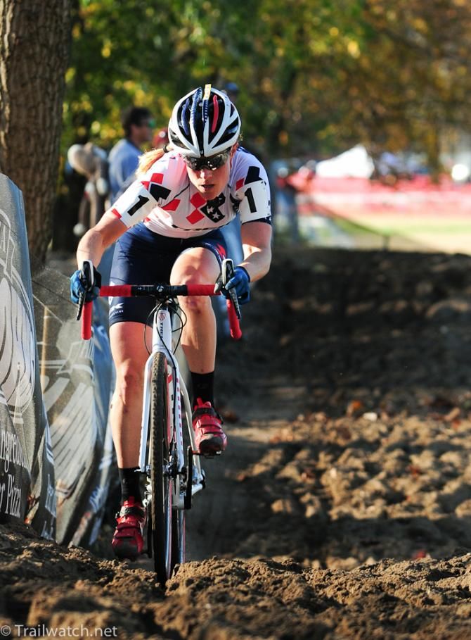 Katie Compton (Trek Cyclocross Collaborative) alone at the front of the race