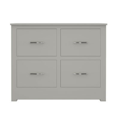 grey four drawer filing cabinet