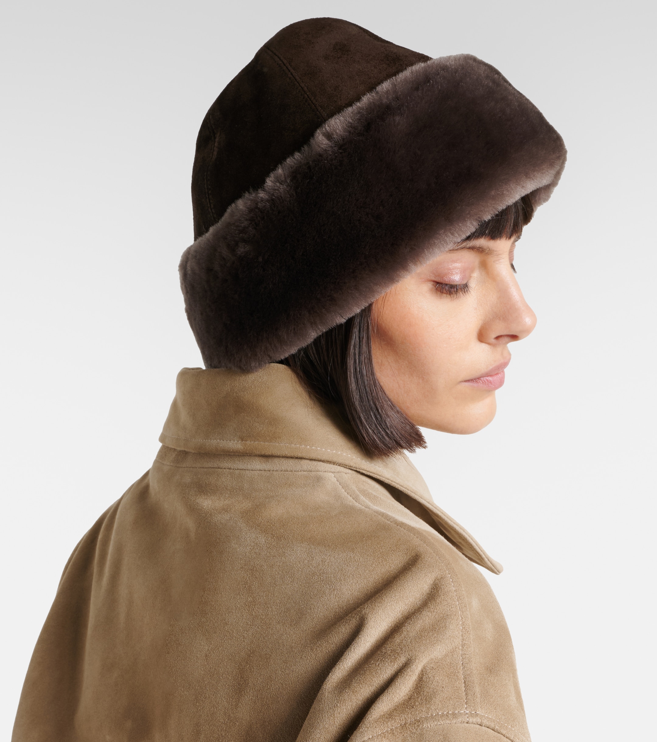 nour hammour Toki suede and shearling hat