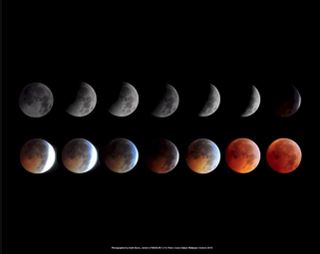 Skywatcher Keith Burns took this montage of images, which shows the Dec. 20, 2010, total lunar eclipse. The montage won a NASA contest to become an official NASA/JPL wallpaper for the public.