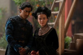 Karan Gill as Panfilo and Lou Gala as Neifile in Episode 104 of The Decameron.