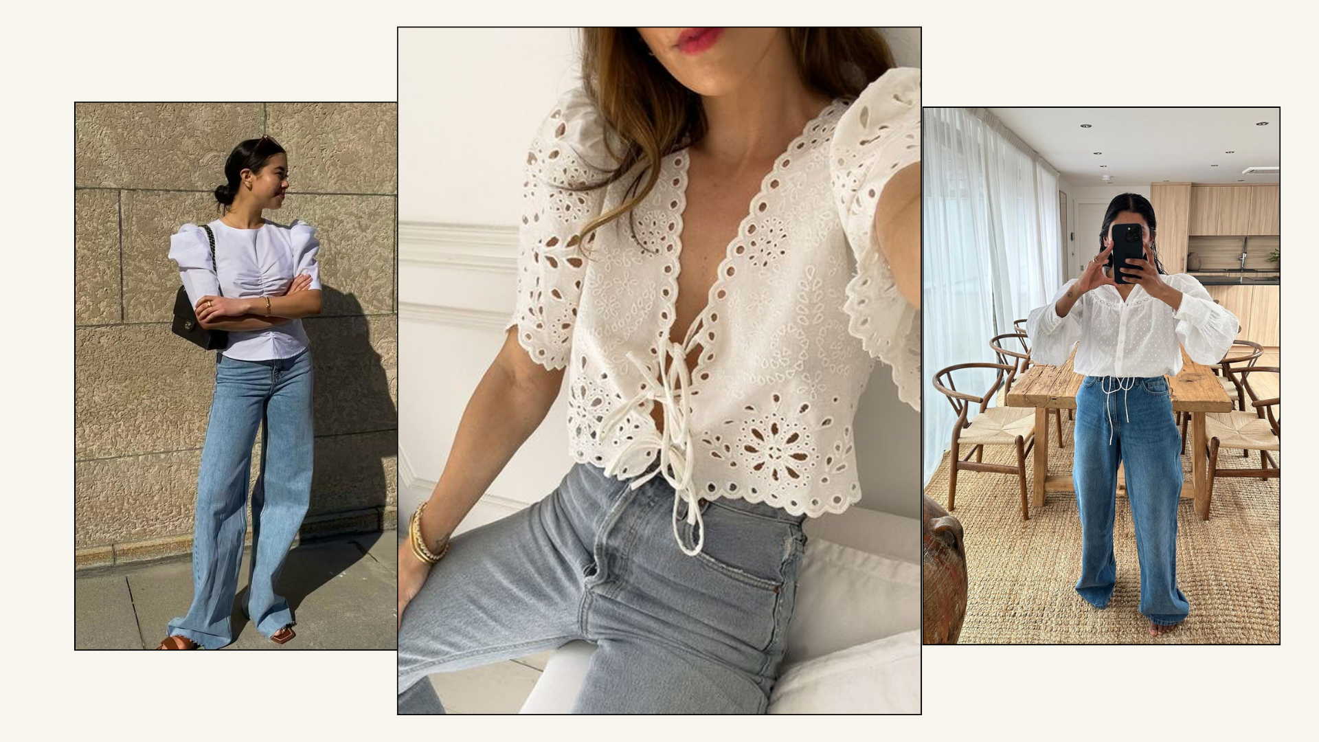 White blouse and jeans outfits
