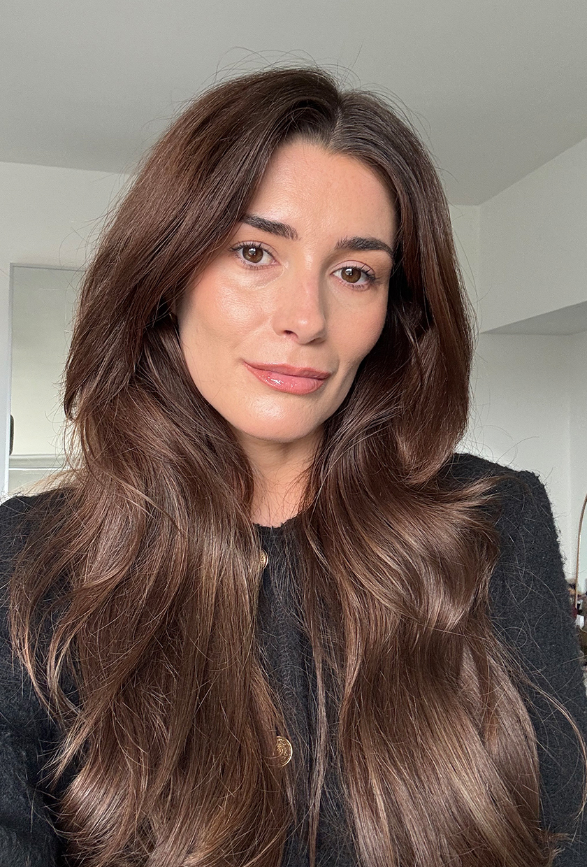 Eleanor wearing Refy lip liner in Rosewood paired with a clear gloss