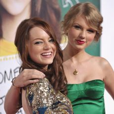 Taylor Swift and Emma Stone at the premiere of Easy A