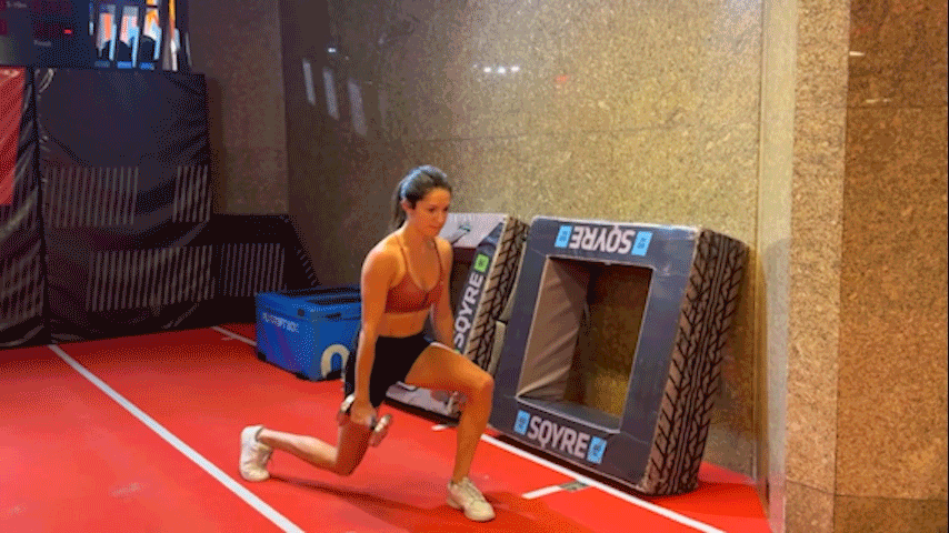 a photo of writer Lucy doing a walking lunge