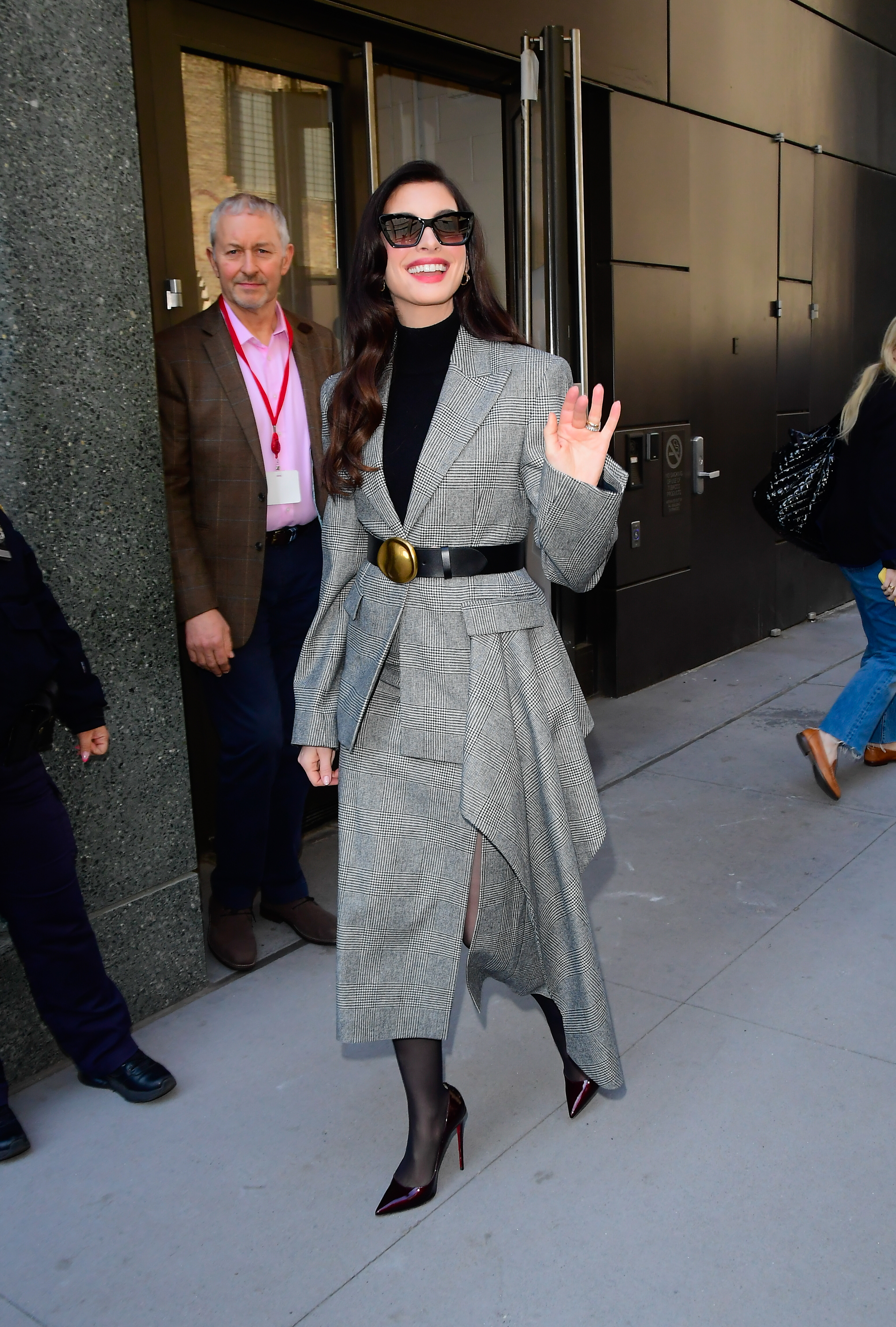 anne hathaway street style moments on press tour for devil wears prada