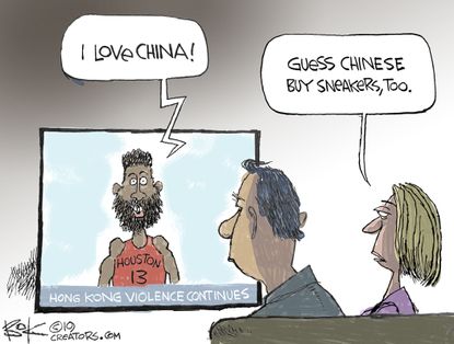 Political Cartoon World China Hong Kong Violence NBA