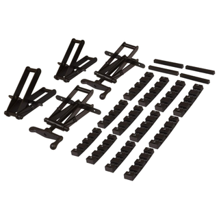 A set of black woodworking clamps