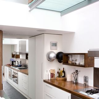 kitchen with white walls and white cabinet