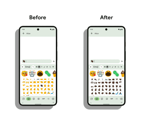 Changing emoji skin tone on Gboard