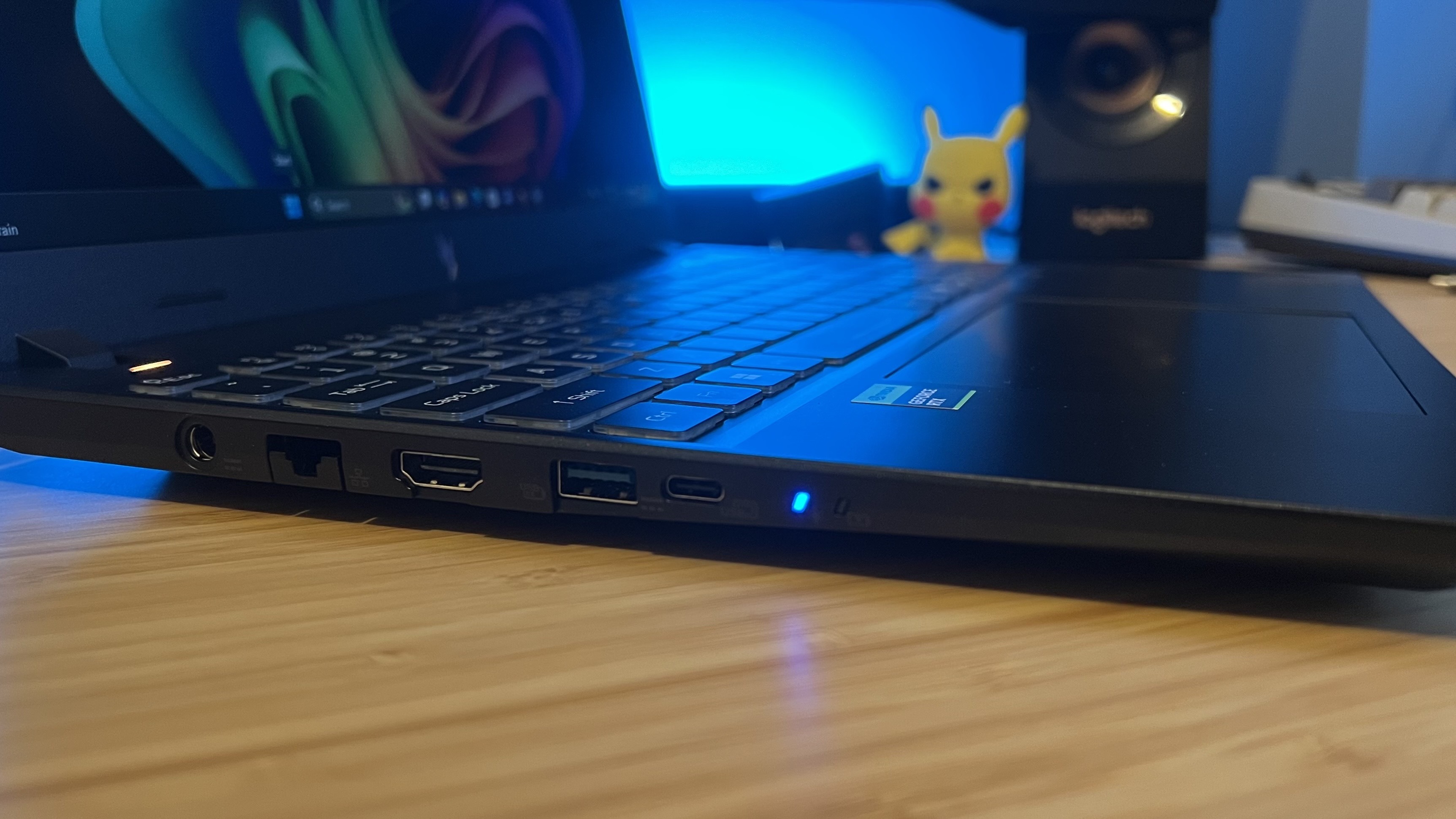 Close up on side ports of Acer Nitro V 16 AI gaming laptop