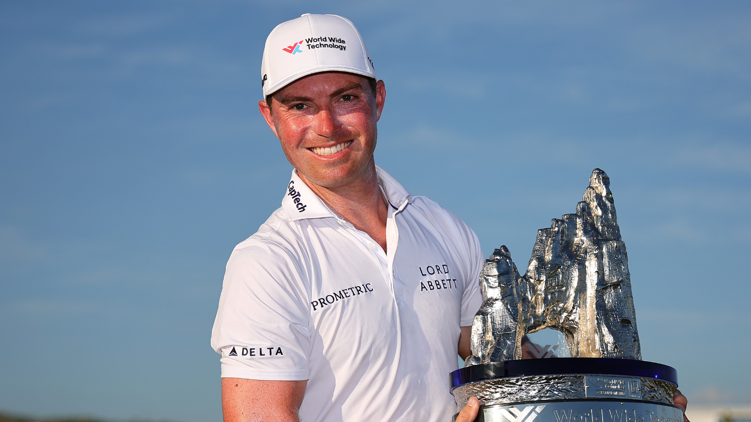 Ben Griffin with the World Wide Technology Championship trophy 