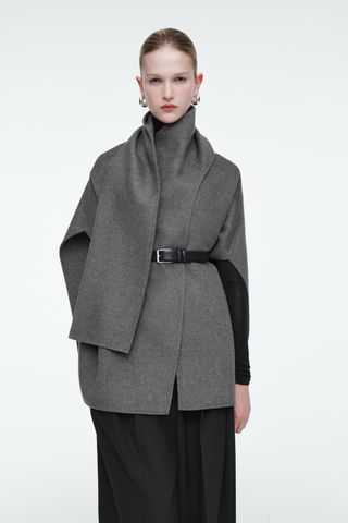 Gray Wool-Blend Cape