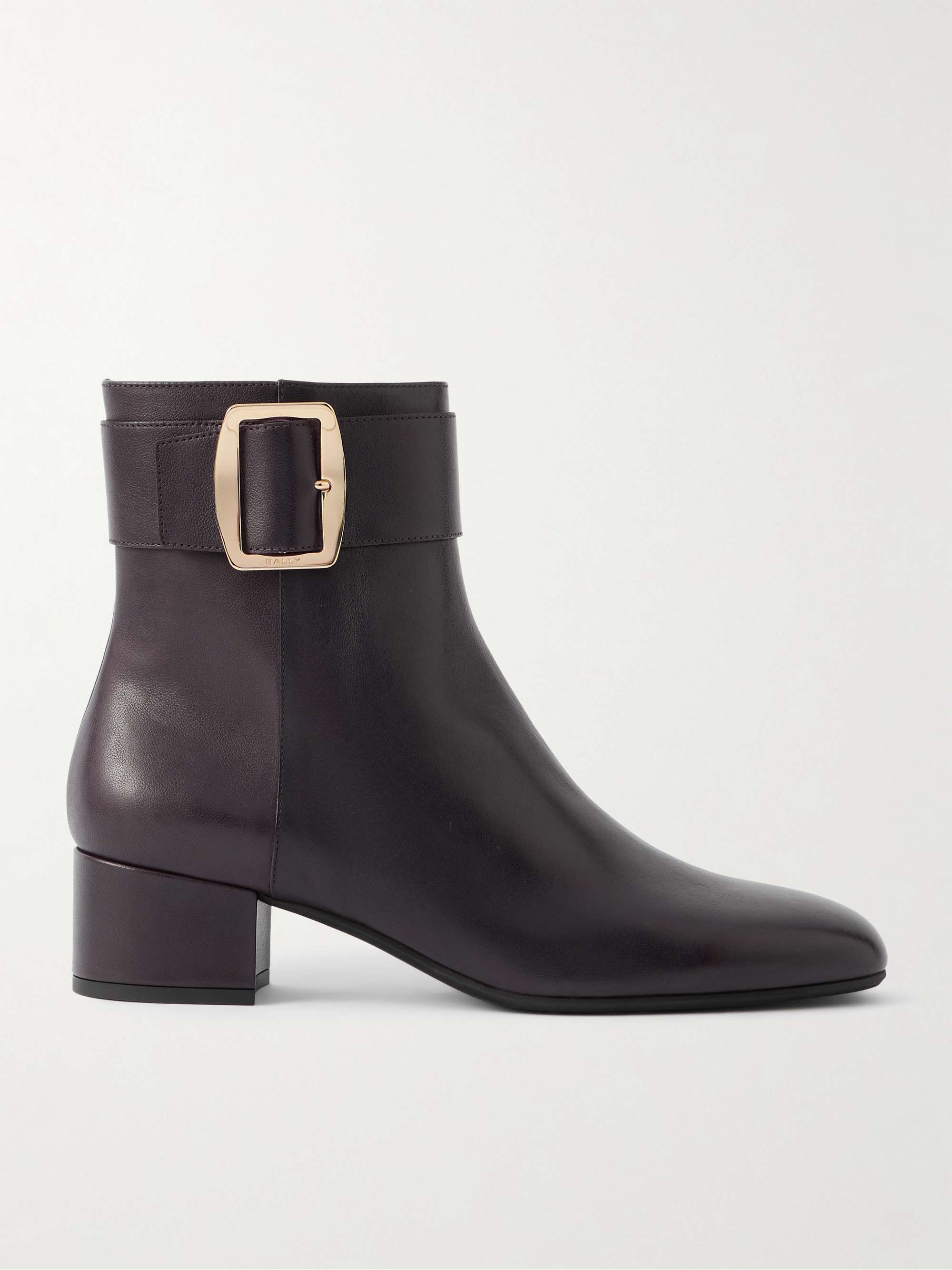 Bemeri Buckle-Embellished Leather Ankle Boots