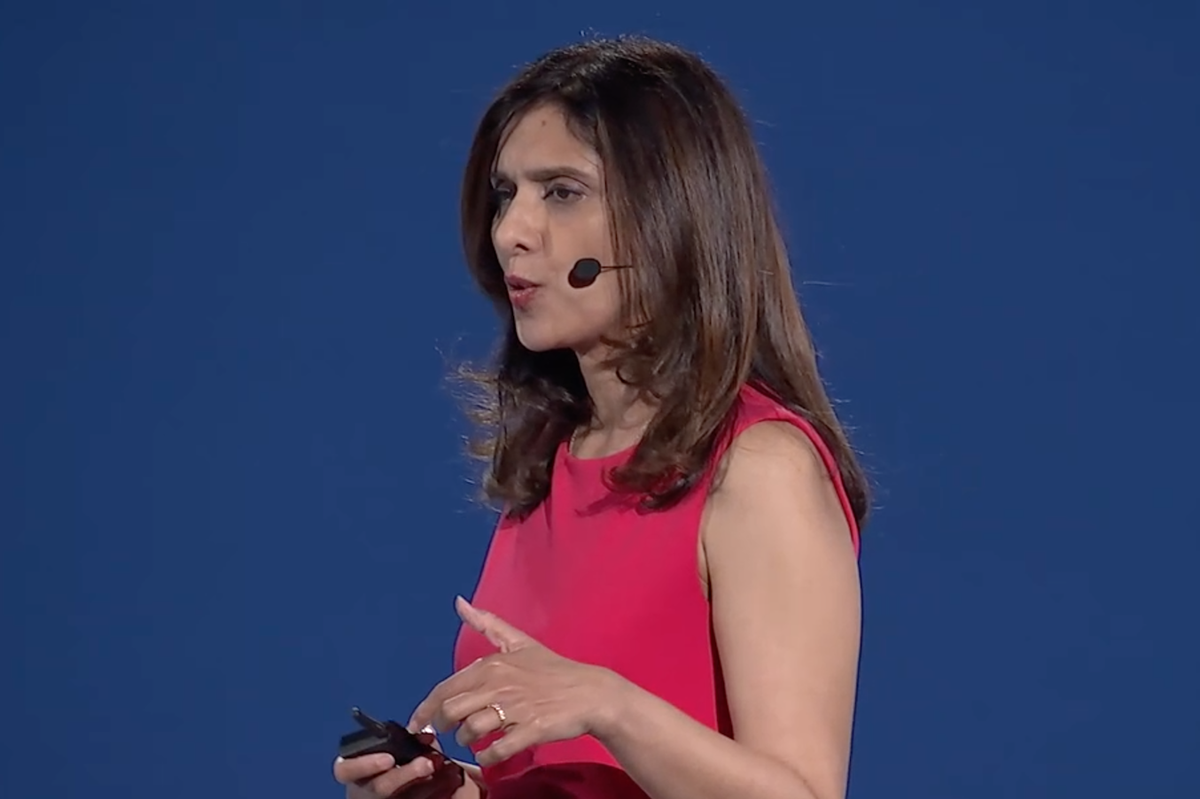 Microsoft&#039;s corporate vice president of security Jakkal, during her keynote speech at the RSA Conference 2024 in San Francisco 