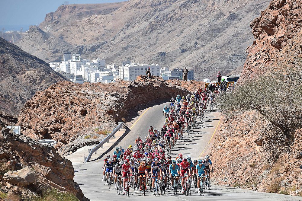 The peloton in action during Oman's final stage.