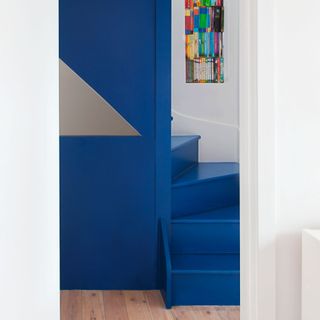 blue painted staircase