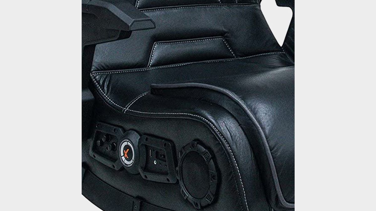 A product render of a black X-Rocker Pro's side controls
